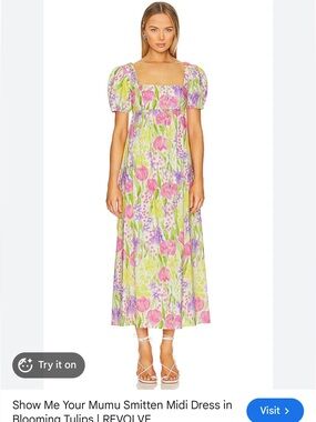 Show Me Your Mumu Women's Smitten Midi Dress, Blooming Tulips